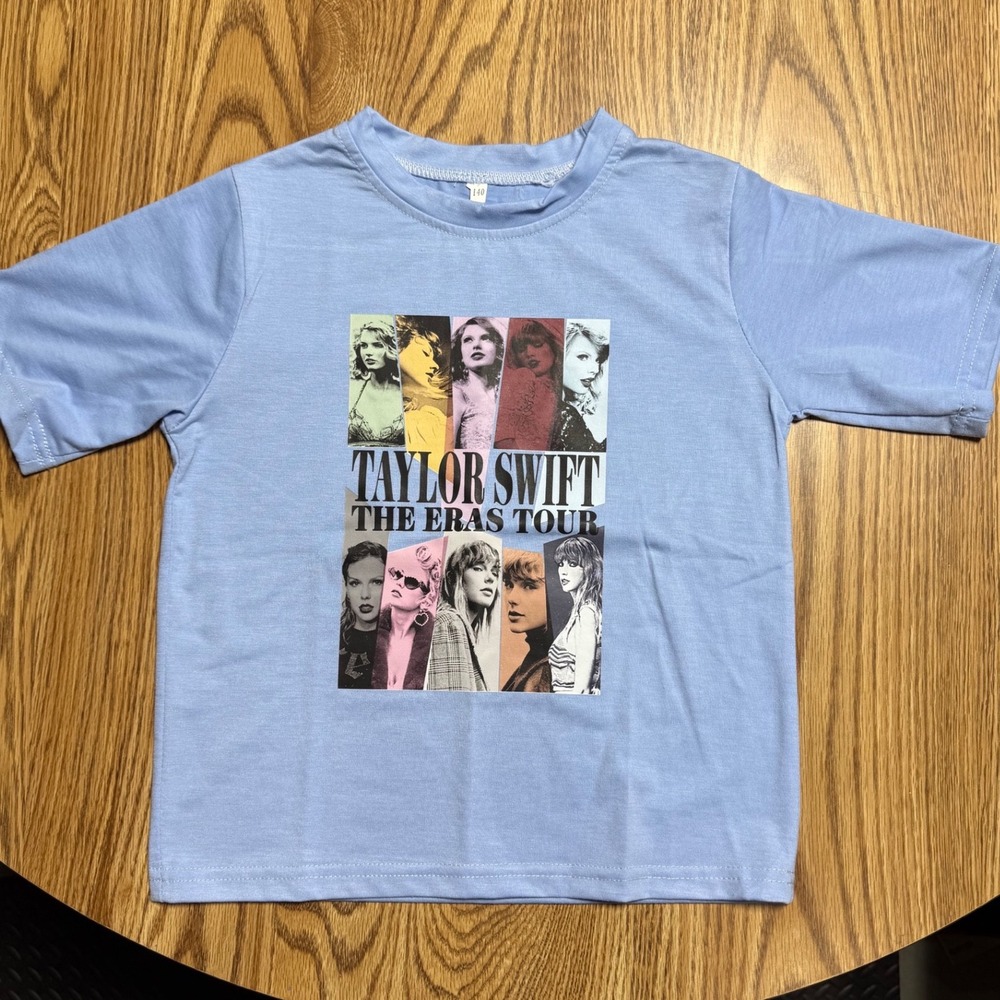 Taylor Swift The Eras Tour Kid Graphic Tee Shirt Blue Concert Merch Pop Culture